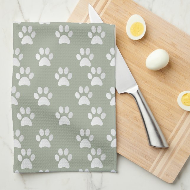 Linge De Cuisine Chat mignon à motif de patte poursuivant un papill (Quart Plié)