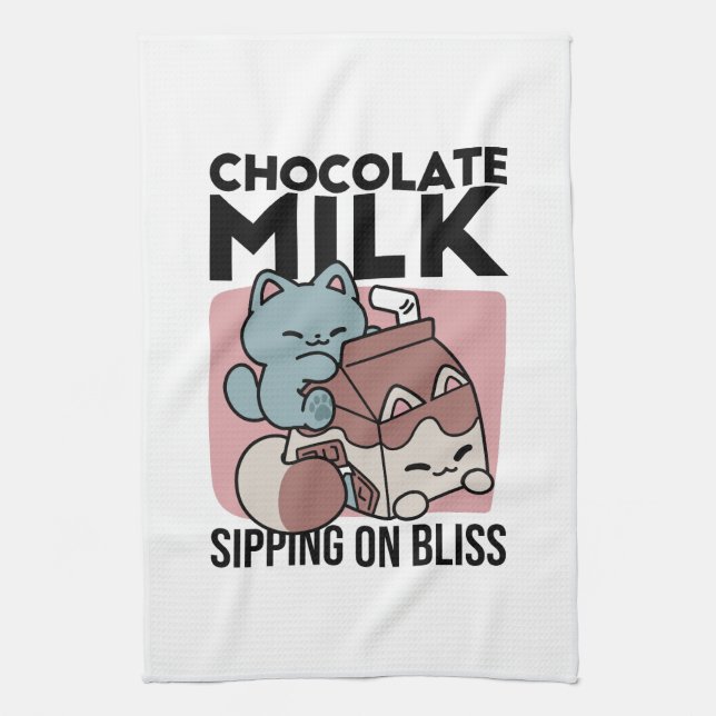 Linge De Cuisine Chat Mignon Lait Chocolat – Boisson Confortable &  (Vertical)