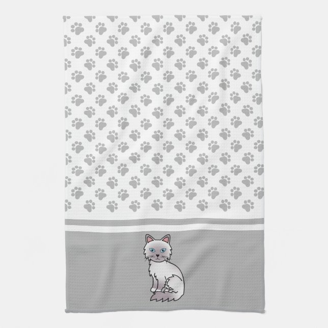 Linge De Cuisine Chat mignon Lilac Point Birman / Ragdoll & pattes (Vertical)