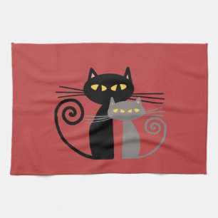 Linge De Cuisine Chat noir, chat gris