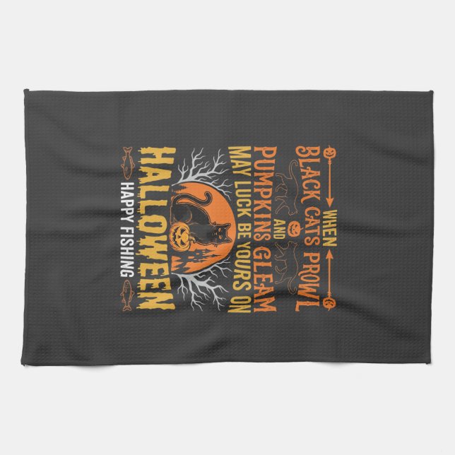 Linge De Cuisine Chat noir de citrouille d'Halloween Conception de  (Horizontal)