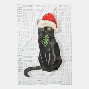 Linge De Cuisine Chat Noir de Noël mignonne pour les amoureux des a