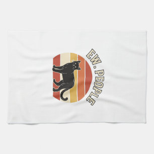 Linge De Cuisine Chat Noir Drôle Ew Personnes Design Rétro Vintage_