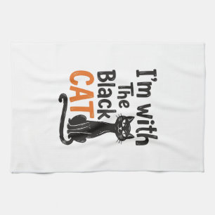 Linge De Cuisine Chat noir drôle gravure vintage Halloween Design