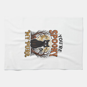 Linge De Cuisine Chat Noir Effrayant Pun Halloween Gravure Vintage