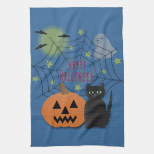 Linge De Cuisine Chat noir et Citrouille pas effrayant Halloween