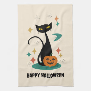 Linge De Cuisine Chat noir Halloween du milieu du siècle