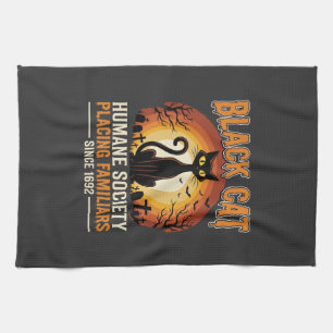 Linge De Cuisine Chat Noir Halloween Familier Vintage Cimetière Dés