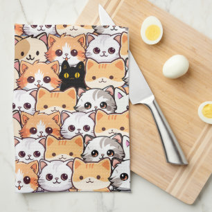 Linge De Cuisine Chat noir mignon en chats orange animal de compagn