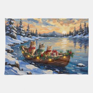 Linge De Cuisine Chat Persan Noël Bateau Fêtes