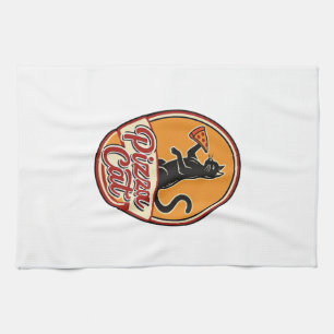 Linge De Cuisine Chat Rétro Pizza Drôle Design pour les Amoureux de