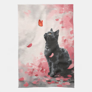 Linge De Cuisine Chat Sakura et Papillons (3)