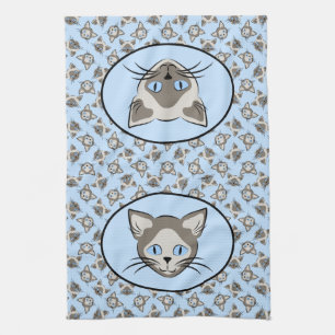 Linge De Cuisine Chat Siamese Blue Eyed face Motif d'art graphique