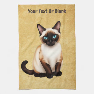 Linge De Cuisine Chat Siamois Sur Vieux Papier