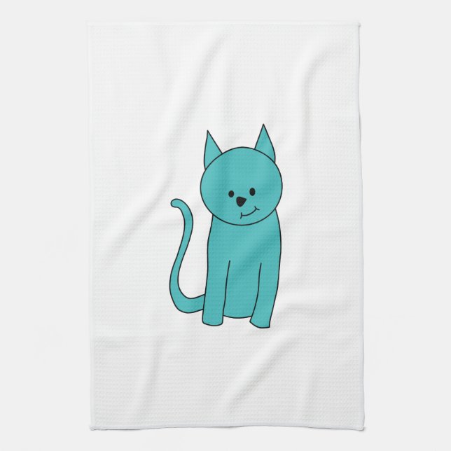 Linge De Cuisine Chat turquoise (Vertical)