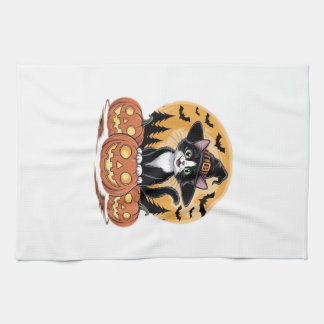 Linge De Cuisine Chat Tuxedo Halloween Sorcière Citrouilles Mignonn