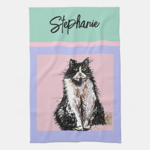 Linge De Cuisine Chat Tuxedo Pastel Chats Femme Pastel Couleurs