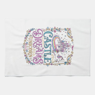 Linge De Cuisine Château de licorne Rêves Licorne Fond blanc Pri