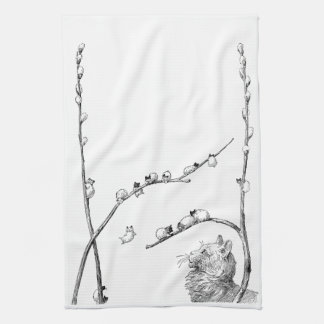 Linge De Cuisine Chatons de saule de chat et chat de mère