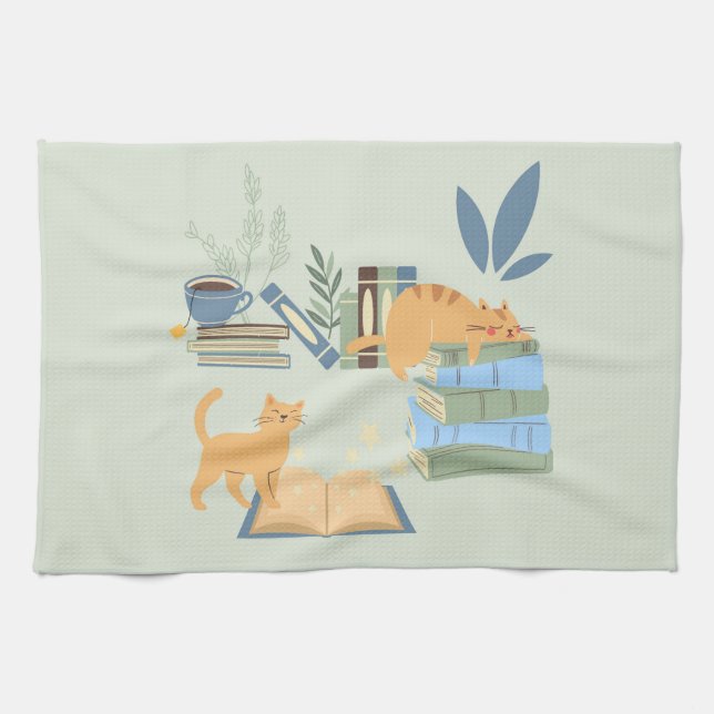 Linge De Cuisine Chats de bibliothèque (Horizontal)
