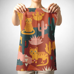Linge De Cuisine Chats de désert Boho mignons Motif de cactus et de