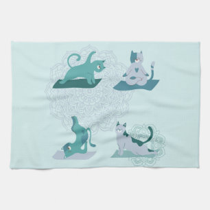 Linge De Cuisine Chats de yoga vert