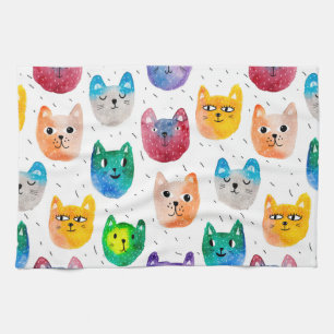 Linge De Cuisine Chats et amis d'aquarelle