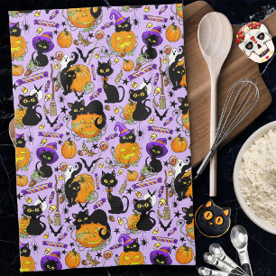 Linge De Cuisine Chats noirs citrouille Halloween Candy