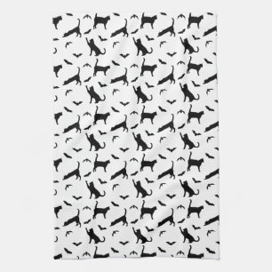 Linge De Cuisine Chats noirs mignons et motif de chauves-souris pou