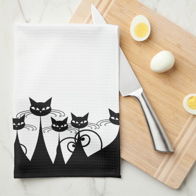 Linge De Cuisine Chats Rétro Mode (Quart Plié)