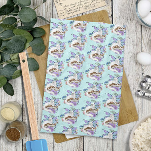 Linge De Cuisine Chatte Fée Blanche Fantastique Champignon Bleu Cap