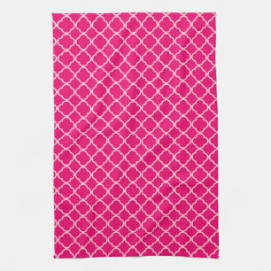 Linge De Cuisine Chaud rose Quarterfoil Monogram Cuisine Plat Servi