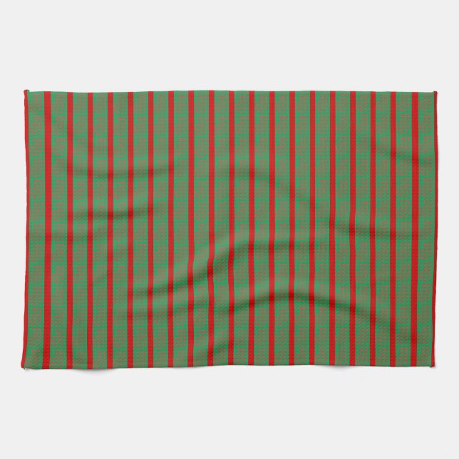 Linge De Cuisine Chaussette de Noël Rouge Vert sur Rouge Vert (Horizontal)