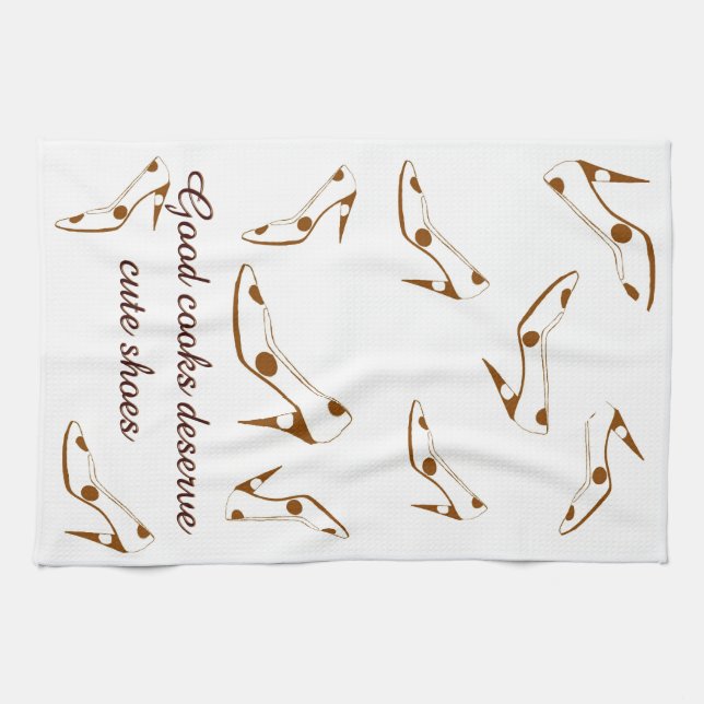 Linge De Cuisine Chaussures mignonnes brun et blanc (Horizontal)