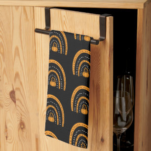 Linge De Cuisine Chauves-souris arc-en-ciel orange et noir Hallowee