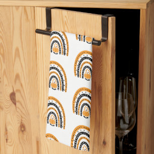 Linge De Cuisine Chauves-souris arc-en-ciel orange et noir Hallowee