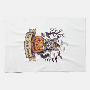 Linge De Cuisine Chauves-souris Chats Citrouilles Halloween Sorcièr