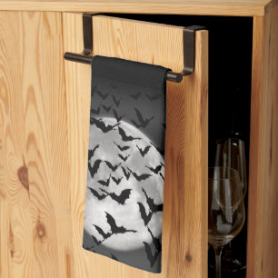 Linge De Cuisine Chauves-souris et une Pleine lune Halloween