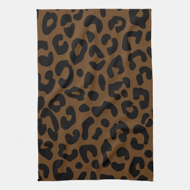 Linge De Cuisine Cheetah Motif imprimé noir Brown (Vertical)