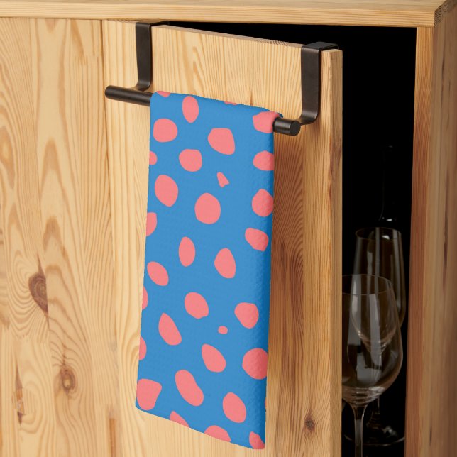 Linge De Cuisine Cheetah taches Coral et Bleu (Pliage en tiers)