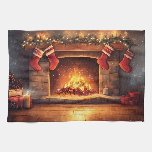 Linge De Cuisine Cheminée douillette avec jarretelles (Horizontal)