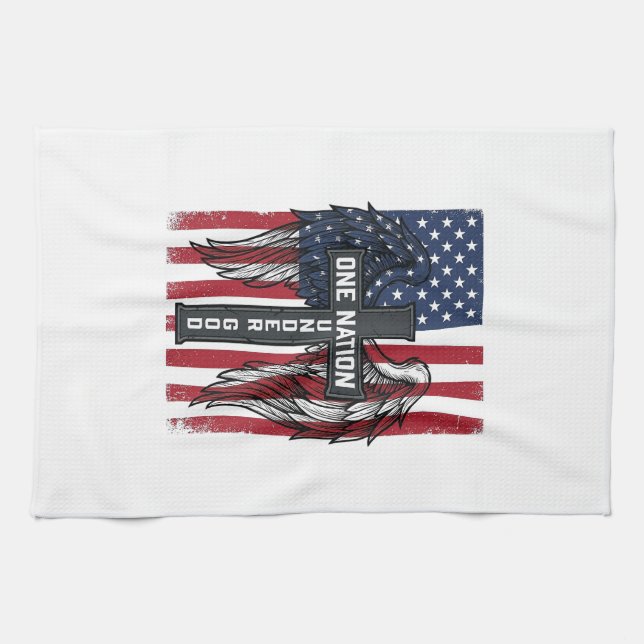 Linge De Cuisine Chemise à ailes patriotiques sous Dieu d'une natio (Horizontal)