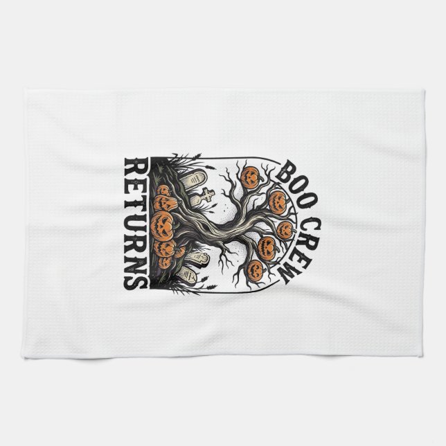Linge De Cuisine Chemise d'arbre d'Halloween Graphique de citrouill (Horizontal)