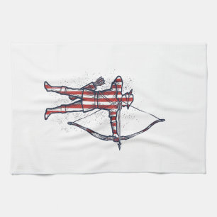 Linge De Cuisine Chemise de chasse à l'arc de drapeau américain Vin