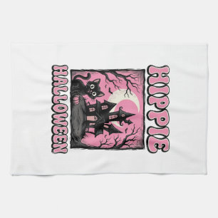 Linge De Cuisine Chemise de chat de maison hantée vintage Halloween