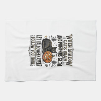Linge De Cuisine Chemise de chat noir Halloween Gravure de citrouil