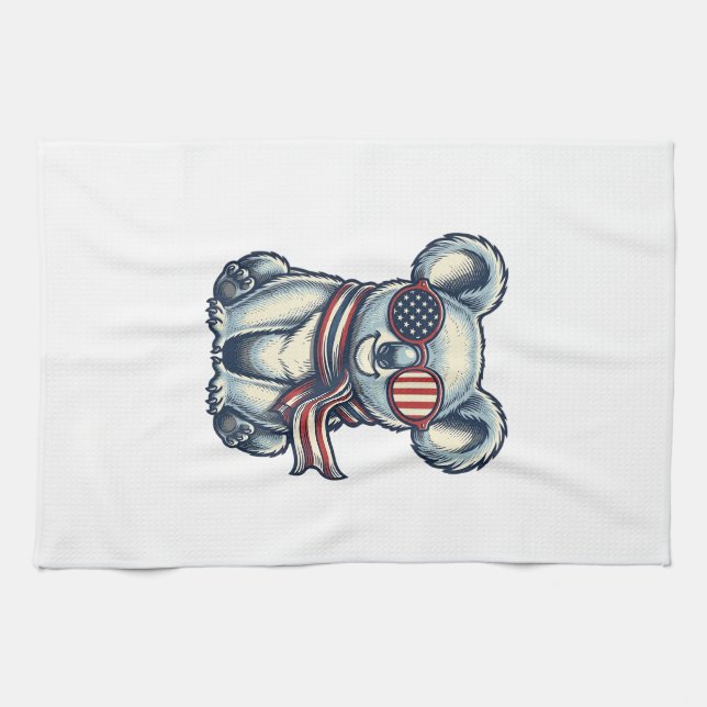 Linge De Cuisine Chemise de conception de koala patriotique gravure (Horizontal)
