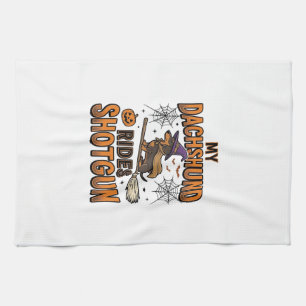 Linge De Cuisine Chemise de Dachshund Halloween Sorcière Balai Roul