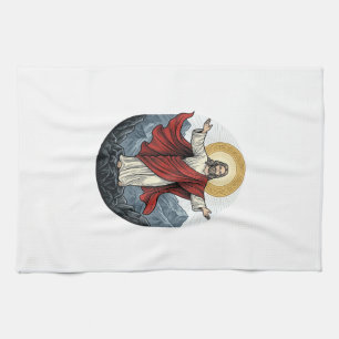 Linge De Cuisine Chemise de montagne Jésus gravure vintage