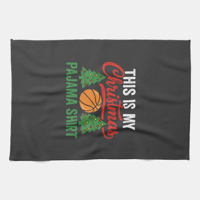 Linge De Cuisine Chemise de pyjama de Noël de basket-ball (Horizontal)